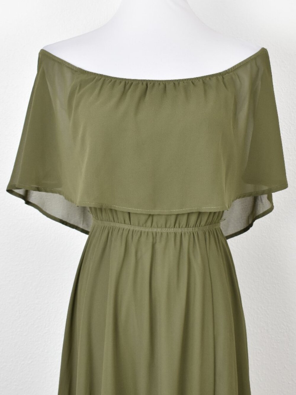 Baltic Born Victoria Olive Green Off Shoulder Maxi Dress - M - Picture 7 of 10